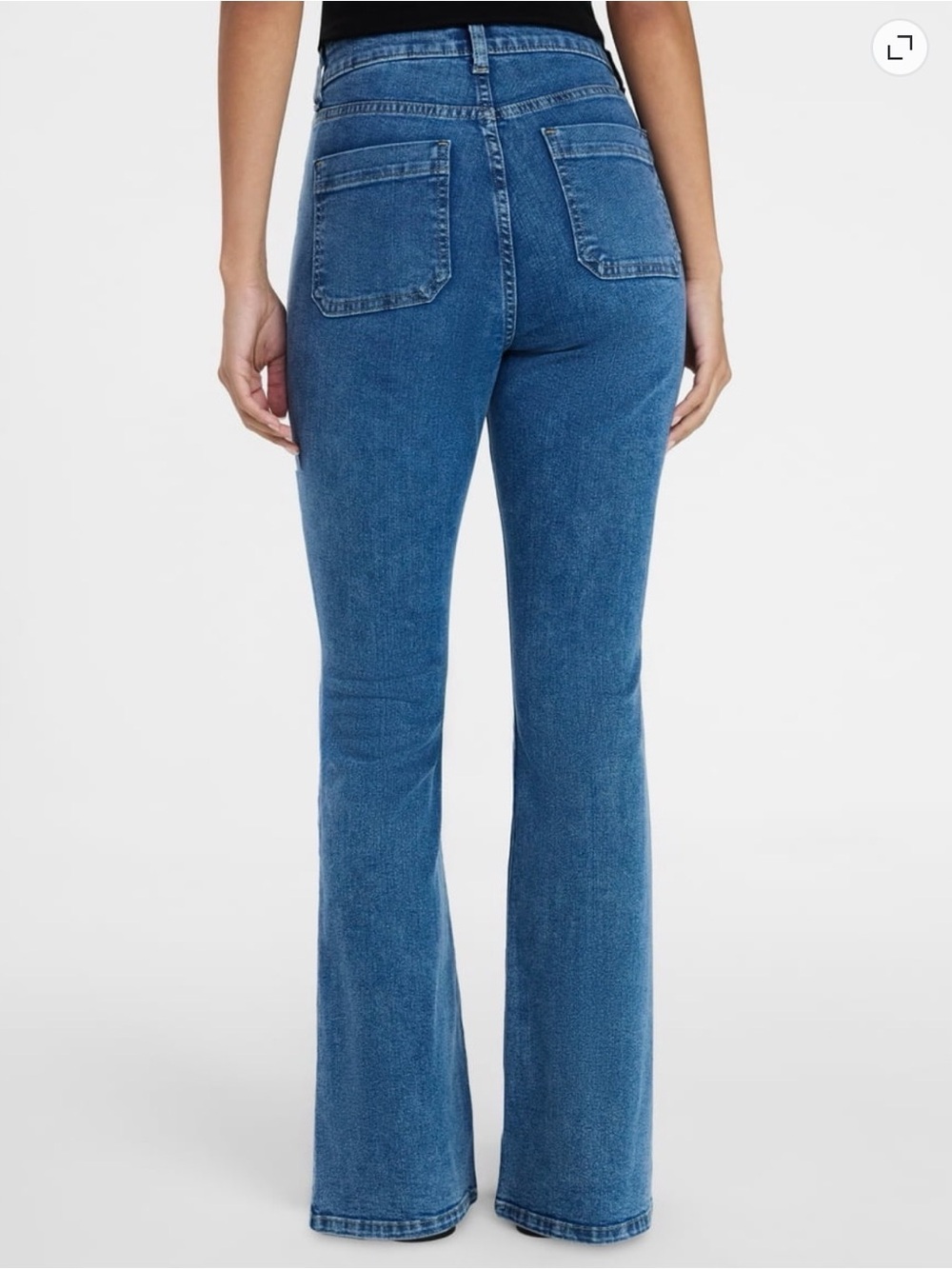 Time and Tru High-Rise Patch Pocket Button-Front Flare Blue Medium 0 Jeans Denim - Picture 2 of 5